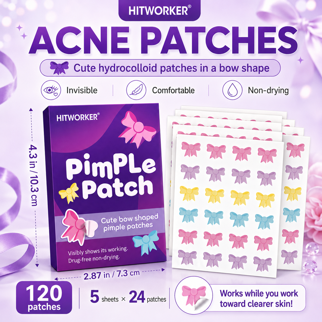 120Pcs Bow Shaped Acne Pimple  - Skincare You review and price