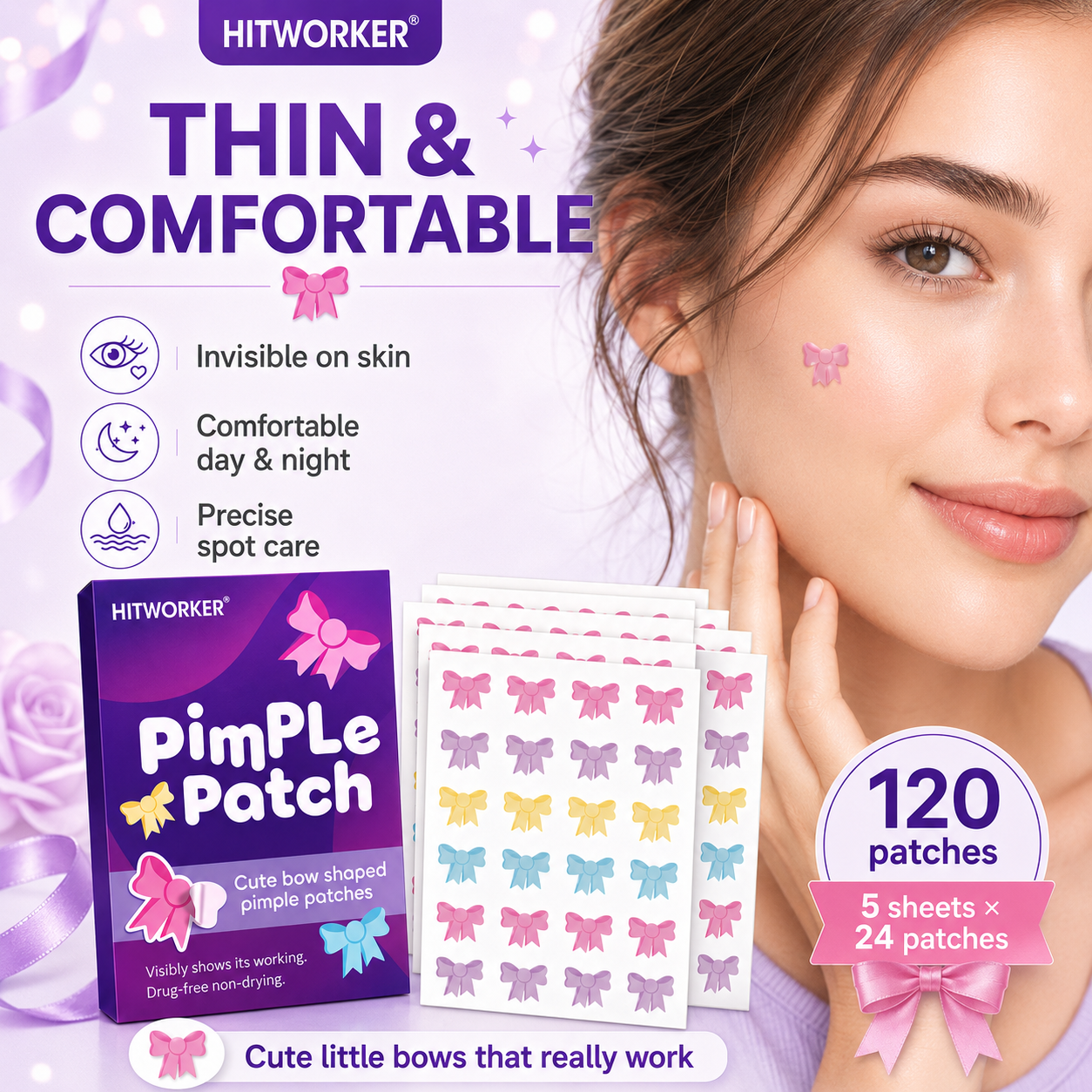 120Pcs Bow Shaped Acne Pimple  - Skincare You review and price