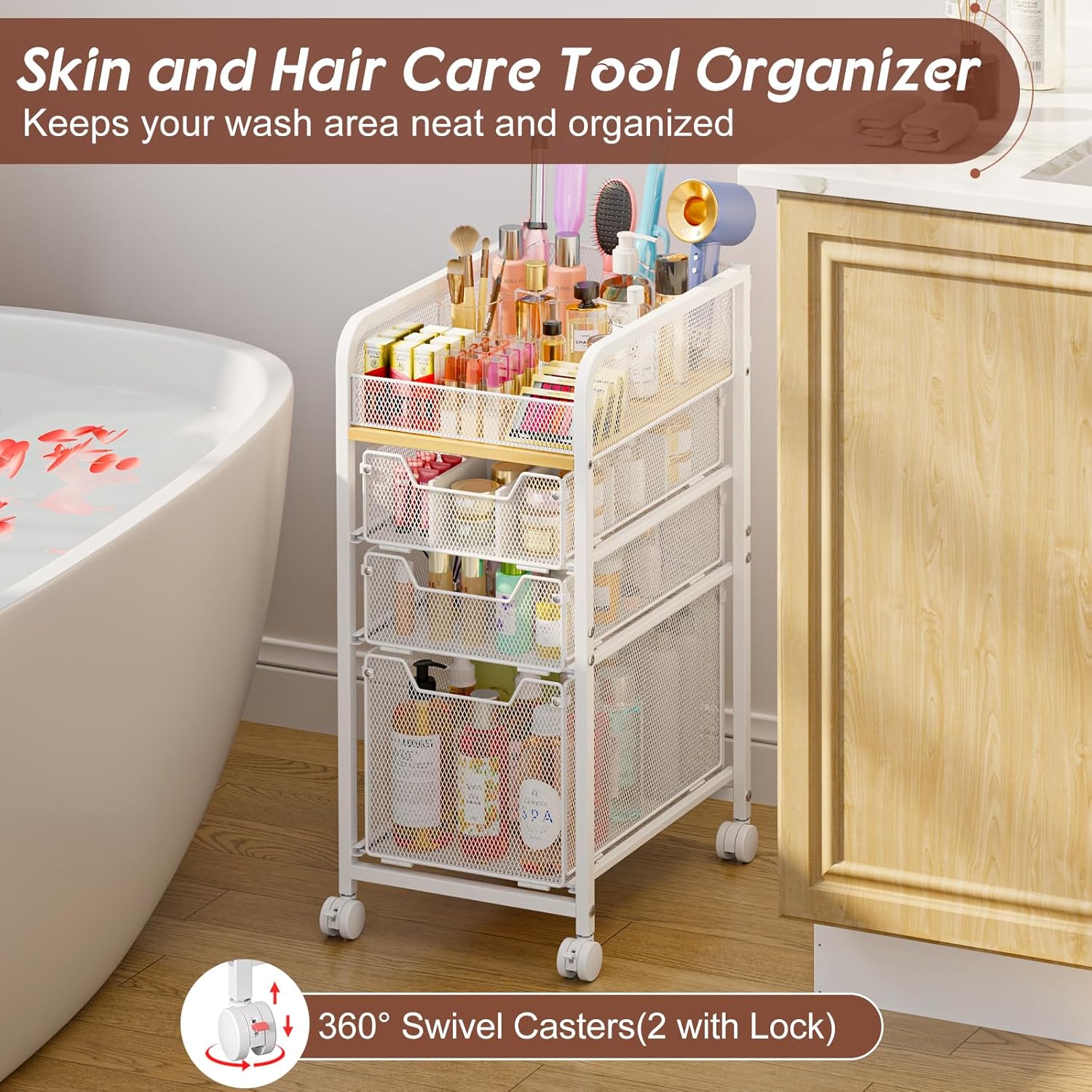 Rolling Makeup Cart Organizer  - Skincare You review and price
