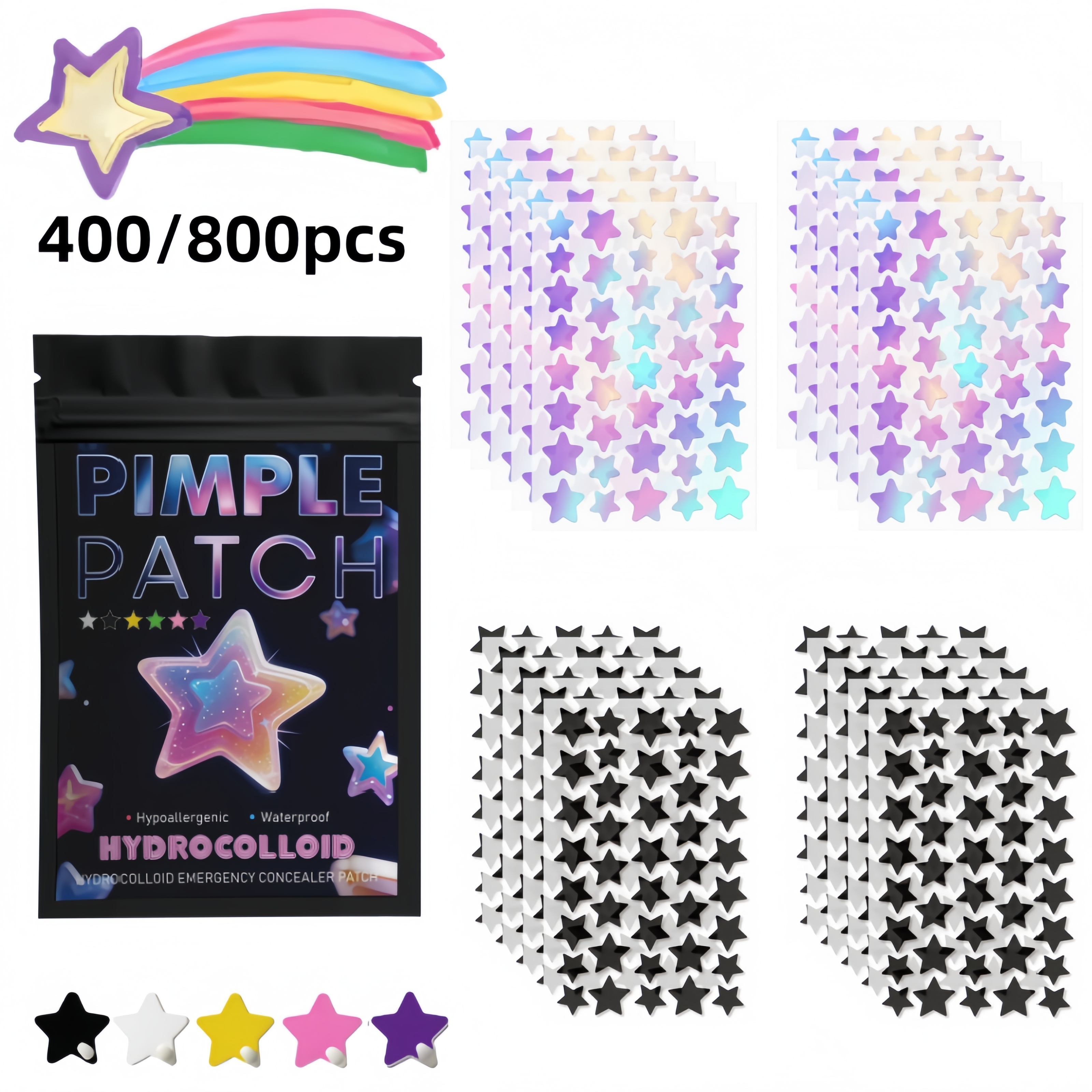400/800pcs Iridescent & Black  - Skincare You review and price