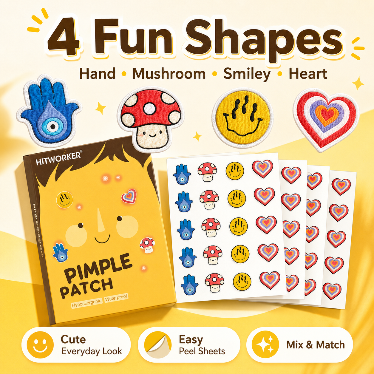 100Pcs Cute 4 Shapes Acne Pimp - Skincare You review and price